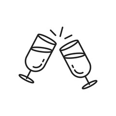 Two champagne glasses icon. High quality black vector illustration.