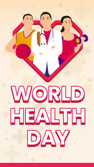 World Health Day. Happy Doctor National Day. Healthy lifestyle. April 7. Social media post template