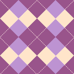 Argyle Seamless pattern. Bright purple and beige background for wallpaper, paper, web page, blankets, wrapping paper, print, fabric or textile, card