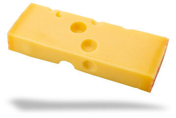 Emmentaler cheese slice typical swiss cheese