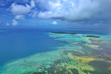 Fototapeta na wymiar Rainy tropical weather over the Palau islands