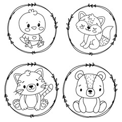 set of funny animals