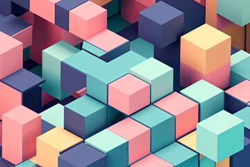 Isometric impossible colorful shapes. Abstract geometric background