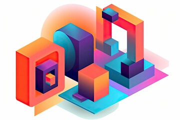 Obraz premium Isometric impossible colorful shapes. Abstract geometric background