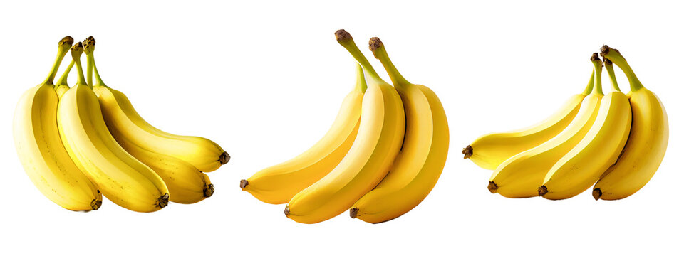 set of bananas on a transparent background, PNG file 