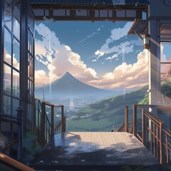 Anime landscape background created with AI