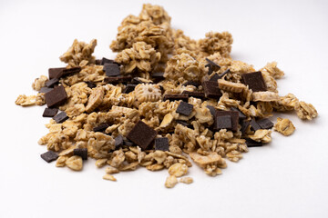 a heap of chocolate granola breakfast cereal