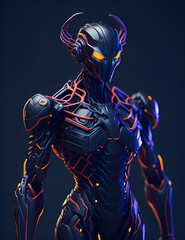 AI K&uuml;nstliche Intelligenz ein blau leuchtender Roboter Kopf