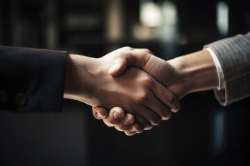 Hands shake business concept, a symbol of agreement, partnership, AI generated