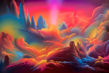 Surrealistic landscape, 80s airbrush style, dream illustration, 
 Generative AI	