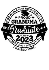 Proud Grandma of a graduate Class of 2023. Isolated on transparent background