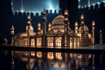 Fototapeta na wymiar Mosque ramadan celebration concept. Generative AI