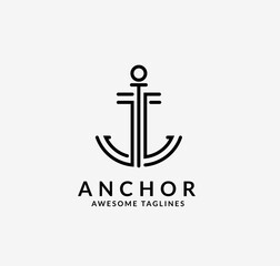Fototapeta na wymiar Minimalistic style editable logo design with anchor lines with a space for tagline