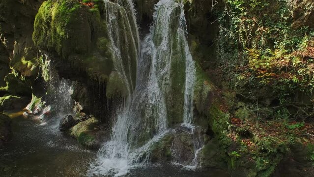 Bigar waterfall and autumn foliage, Romania, 4k