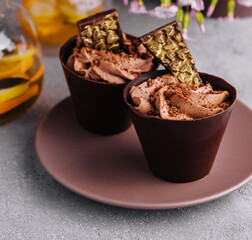 Chocolate cup cakes with tea pot