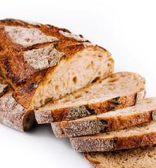 Fresh rye bread isolated on white background