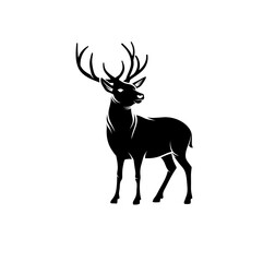 Vector silhouette of a deer over a white background - black animal icon
