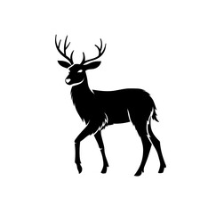 Vector silhouette of a deer over a white background - black animal icon