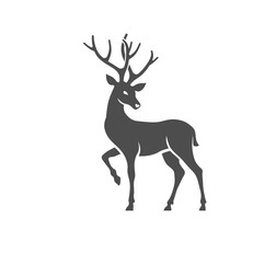 Naklejka na ściany i meble Gray vector silhouette of a deer over a white background - animal icon