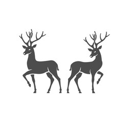 Minimalistic abstract two deers design isolated on a white background