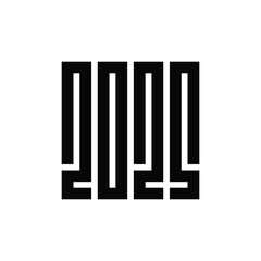 2025 number logo design template, 2025 text design, happy new year celebration