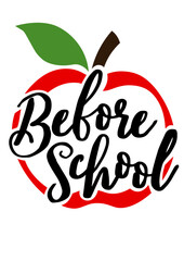 Before school Quote. Apple clipart. Isolated on transparent background.
