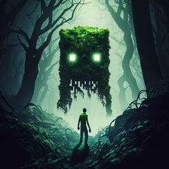 Minecraft creeper in creepy forest hd wallpaper