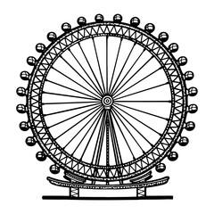 London Eye Ferris wheel sketch PNG illustration with transparent background