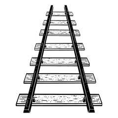 railway line sketch PNG illustration with transparent background