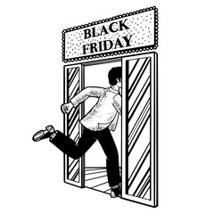 Black friday shopping sketch PNG illustration with transparent background