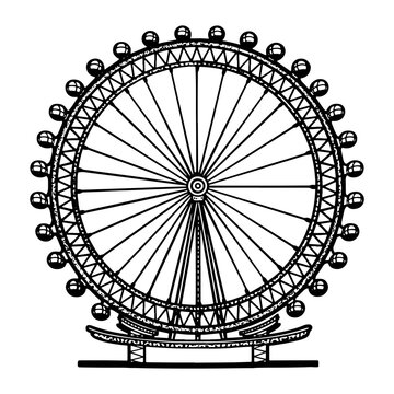 recommend clip art: London Eye Ferris wheel sketch PNG illustration with transparent background
