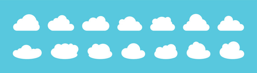 Cloud icon set. Weather icon. Flat style.
