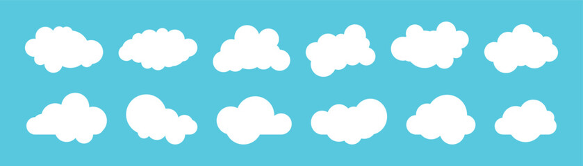 Cloud icon set. Weather icon. Flat style.