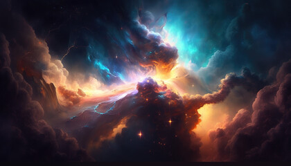 a beautiful impressive galaxy theme wallpaper, lightning clouds