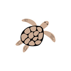 Turtle Character sea animal on deep background. Wild life illustration. Underwear world. Vector illustration.