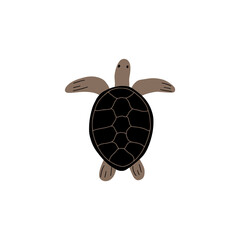 Turtle Character sea animal on deep background. Wild life illustration. Underwear world. Vector illustration.