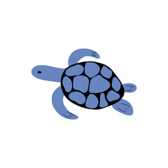 Turtle Character sea animal on deep background. Wild life illustration. Underwear world. Vector illustration.