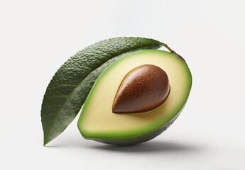 Avocado with leaf isolated on white Clipping Path