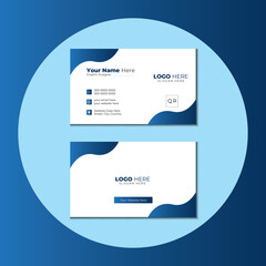 Front and Back View of Business Card, horizontal simple clean template vector design.