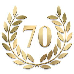 3D Gold PNG laurel wreath number 70 - obrazy, fototapety, plakaty