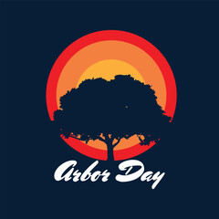 arbor day design tree shilhouette vector