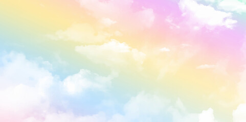 Natural pastel sky and white cloud beautiful background. Sun and cloud background with a pastel color