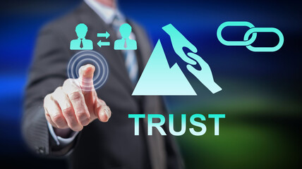 Man touching a trust concept