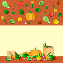 Templates for the design of labels with linear vegetables. Can be used for vegan products, brochures, banner, restaurant menu, farmers market and organic food store