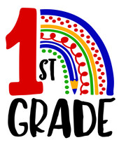 1st grade. Rainbow color print. Isolated on transparent background.  © Party Season