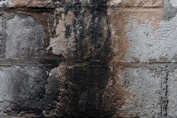Brick wall charred close-up