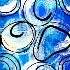 Zelfklevend Fotobehang seamless abstract background pattern, with circles, swirls, lines, paint strokes and splashes © Kirsten Hinte