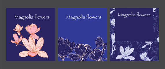 Collection banner of flower magnolia background - 583583969