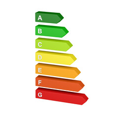 New and old energy label. Isolated. Energy consumption labelling. 3d illustration.