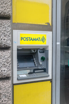 Rome, Italy - December 8, 2022: ATM of Italian Post (Poste Italiane).